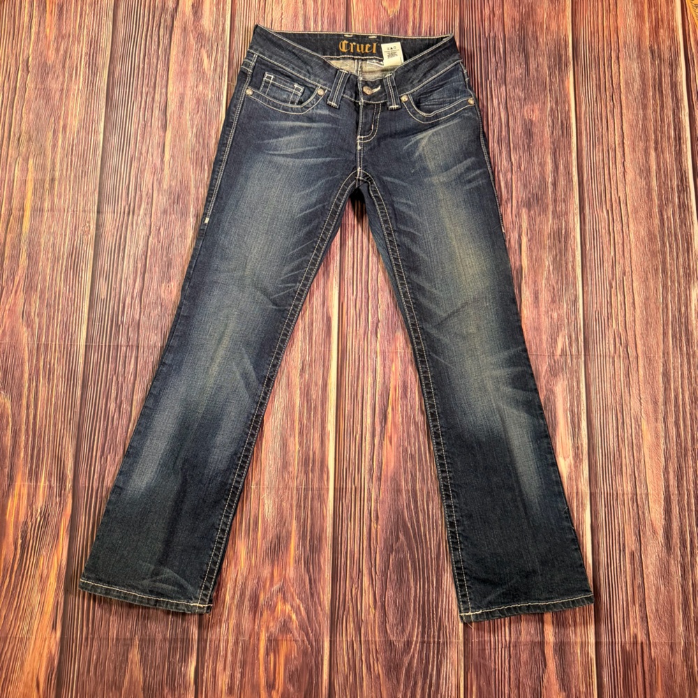 Like New Women’s Cruel‎ Western Boot Cut Dark Denim Low/Mid Rise Jeans Size 3S